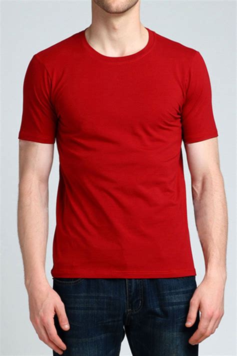 T Shirt Manches Courtes Uni Col Rond Kebello Com Couleur Rouge Taille S