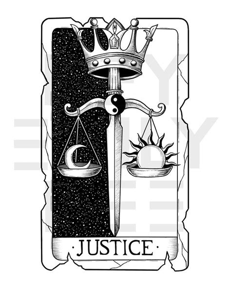 Justice Tarot Print 8x10in Card Tattoo Designs Tarot Card Tattoo