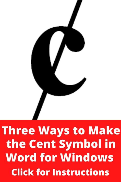 Three Ways To Make The Cent ¢ Symbol In Word For Windows Trishs