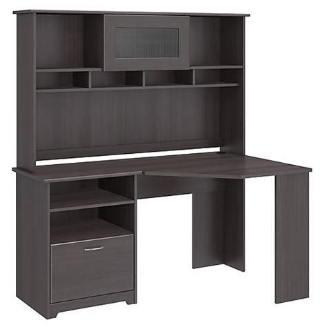 Bush Furniture Cabot Collection Corner Desk With Hutch Heather Gray