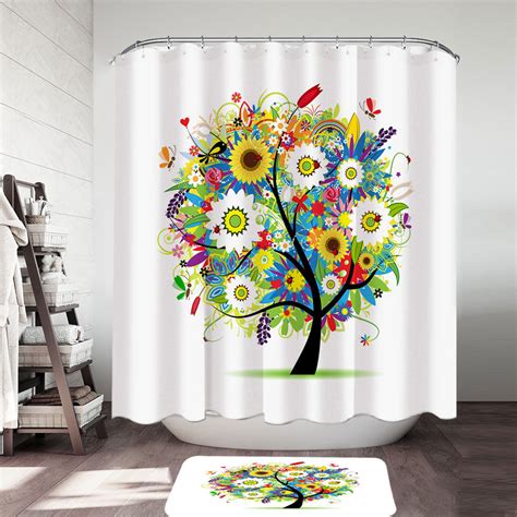 Colorful Messy Flowers Tree Shower Curtain Shower Of Curtains
