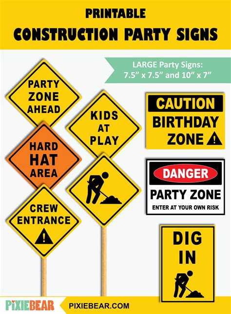 Construction Party Signs Printable Construction Birthday Etsy