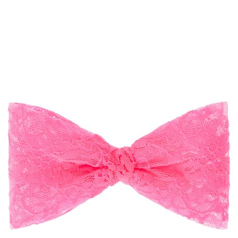 Large Neon Pink Lace Hair Bow Claires