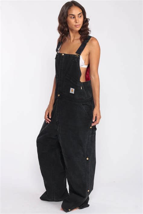 Carhartt Overalls Baggy Pants Cargo Dungarees Black Quilted Etsy