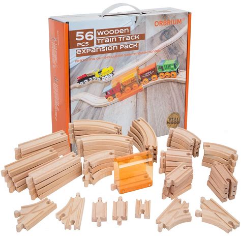 Buy Orbrium Toys 56 Piece Wooden Train Track Expansion Pack With Tunnel