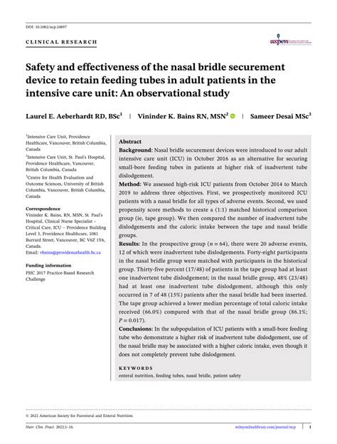 Pdf The Safety And Effectiveness Of The Nasal Bridle Securement