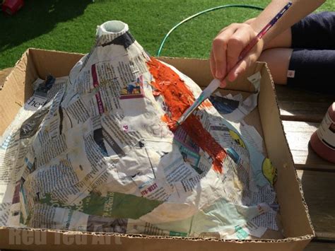 How To Make A Papier Mache Volcano For Science Fair Painting Red