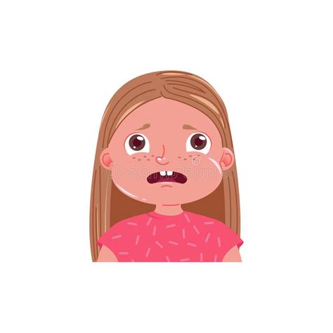 Little Girl Cute Is Afraid Scared Emotion Child Stock Vector