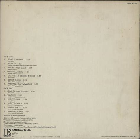 Judy Collins Whales Nightingales 3rd UK Vinyl LP Album LP Record