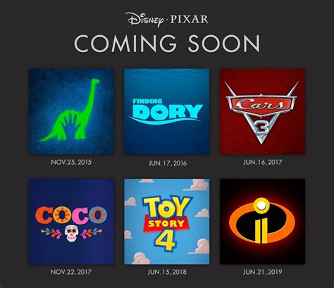 Disney Pixar Films Through 2019 Wdw Daily News