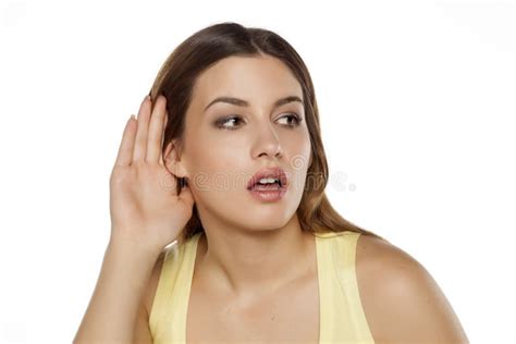 Woman Listening Carefully Stock Photo Image Of Girl 75475026