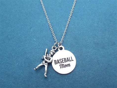 Baseball Mom Silver Necklace Sports Necklace Birthday Friendship