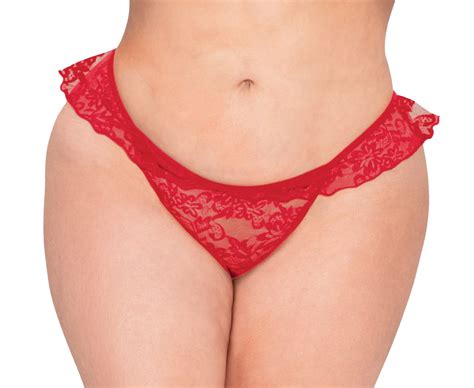 Lacy Line Lacy Line Plus Size Lace Ruffled Thong Panties
