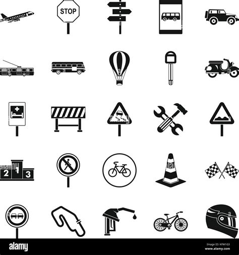 Traffic Jam Icons Set Simple Style Stock Vector Art And Illustration
