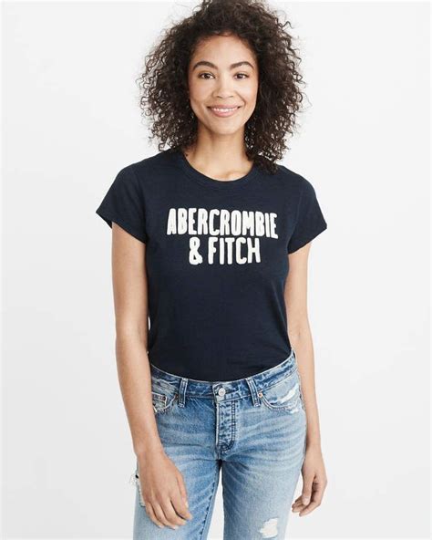 abercrombie and fitch aandf women s graphic crew tee in navy blue size xxs women abercrombie t