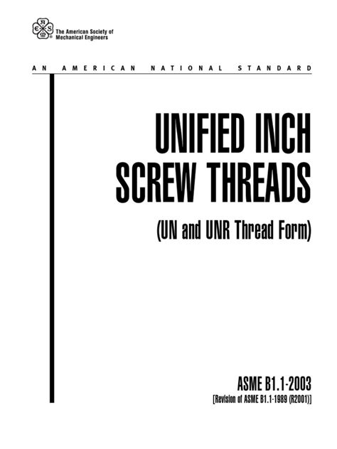 Cuprins Unified Inch Screw Threads Asme B11 2003 Tools Metalworking
