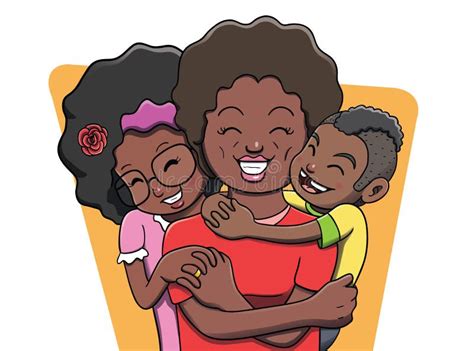 Black Mother Being Hugged By Her Children Stock Vector Illustration