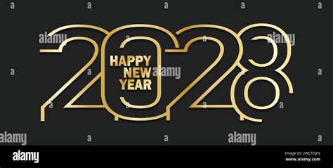 2028 Happy New Year Greeting Card With Golden Numbers Vector