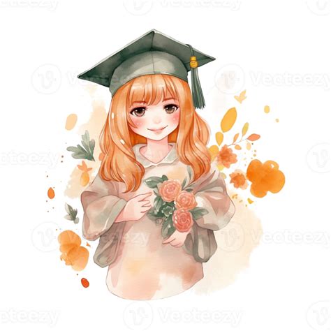 Graduation Girl Watercolor Art Generative Ai 23957794 Png