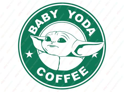 Mandalorian Coffee Star Wars Svg Dxf Png  Starbucks Yoda Coffee Svg