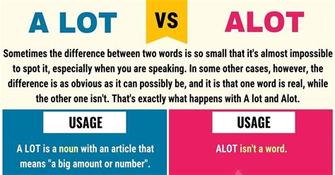Alot Or A Lot When To Use Alot Vs A Lot Useful Examples • 7esl