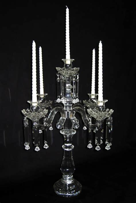 Free Shipping 5 Arms Decorative Wedding Table Crystal Candle Candelabra