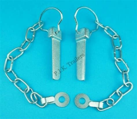 2 X Flat Sword Cotter Pin With Tab Washer And Chain Trailer And Horse Box