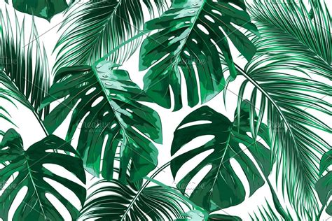 Tropical Leaves Vector Pattern Monstera Green Texture Nature Design