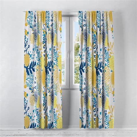 French Country Floral Window Curtains, Window Valance, Yellow and Blue