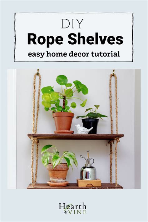 Hanging Wood Rope Shelf With Plants Hanging Wood Shelves Diy Wood
