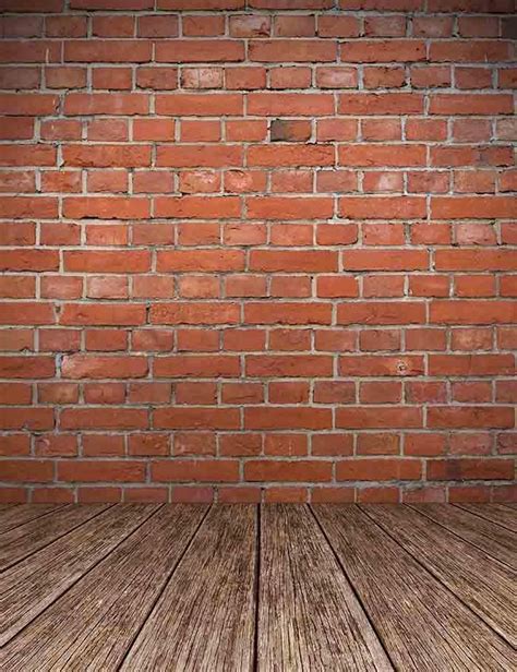 Old Red Brick Wall Texture With Wooden Floor Backdrop For