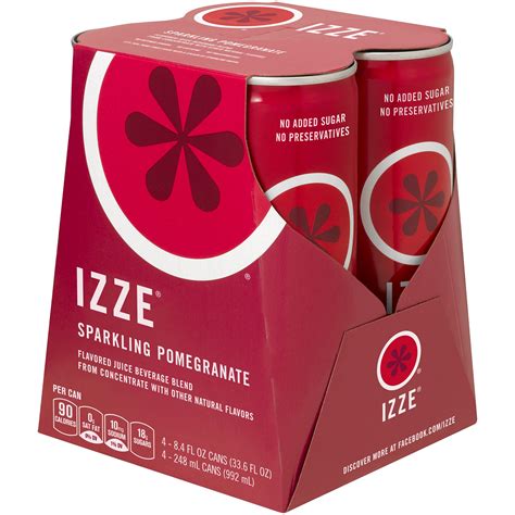 Izze Sparkling Juice Pomegranate 84 Oz Cans 4 Count