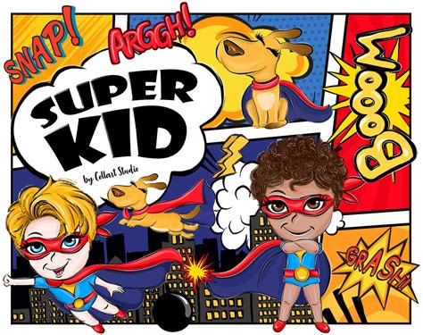 Superhero Clip Art Comic Strip Illustrations Cute Boy Etsy Uk