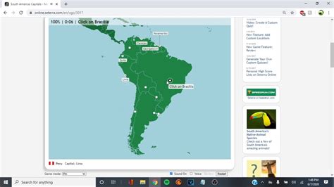 Seterra Geography - South America: Capitals (9.30) [WR] - YouTube