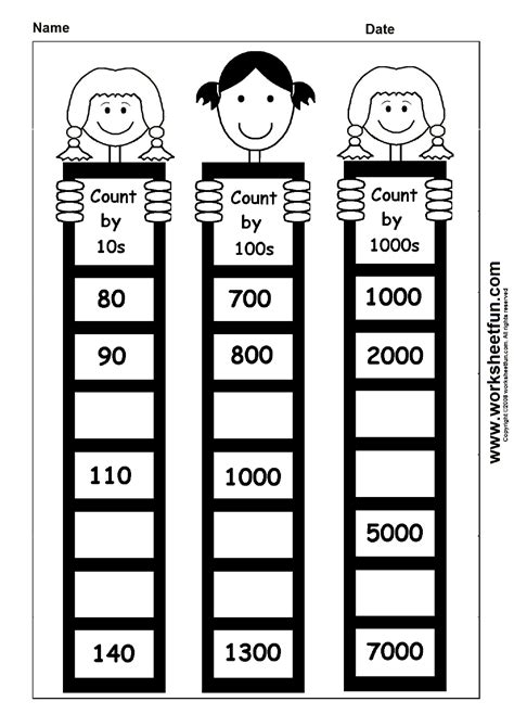 Skip Counting by 10, 100 and 1000 – 1 Worksheet / FREE Printable