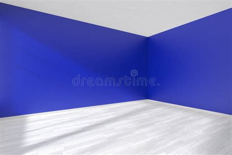 Empty Blue Room Corner With White Floor Stock Illustration