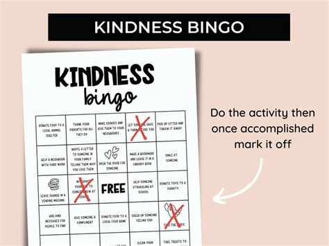 Random Acts Of Kindness Bingo Printable Pdf Pay It Forward Etsy