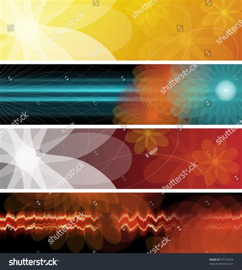 Four Flower Based Background Banners 4000px X 1000px Each Stock Photo
