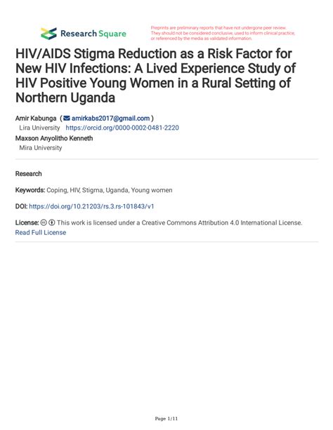 Pdf Hivaids Stigma Reduction As A Risk Factor For New Hiv Infections A Lived Experience