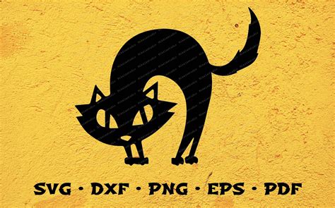 Cat Svg Files Black Cat Svg Black Cat Clip Art Crazy Cat Stencil Vector Graphics Svg