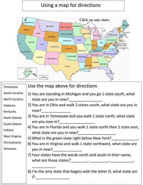 The United States Map With Directions