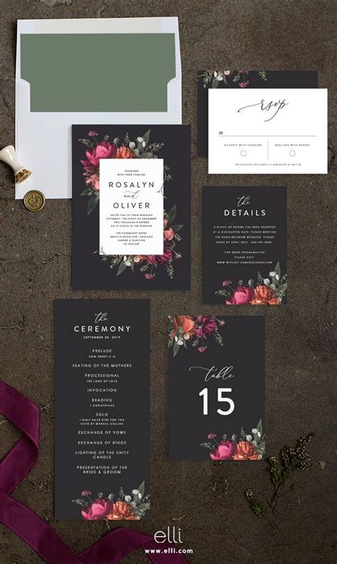 Blooming Botanical Wedding Invitation Suite With Gorgeous Blooms In A