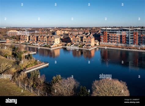 LAKESIDE, DONCASTER, UK - JANUARY 19, 2023. An aerial landscape of
