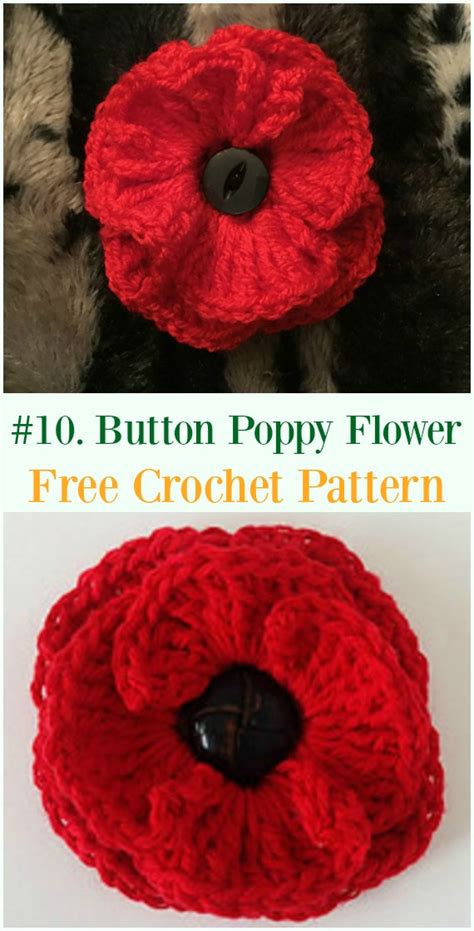 Crochet Poppy Flower Free Patterns