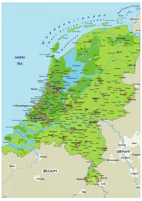 geografische karte der niederlande topografie und physische merkmale der niederlande