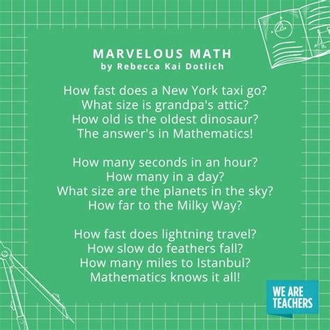 38 Math Poems For Students In All Grade Levels Barclay Bryan Press