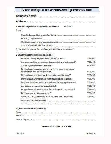 10 Quality Assurance Questionnaire Templates In Pdf Microsoft Word