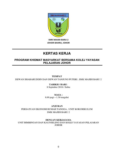 Huraikan konsep khidmat masyarakat berserta dengan contoh yang bersesuian. Kertas Kerja Program Khidmat Masyarakat