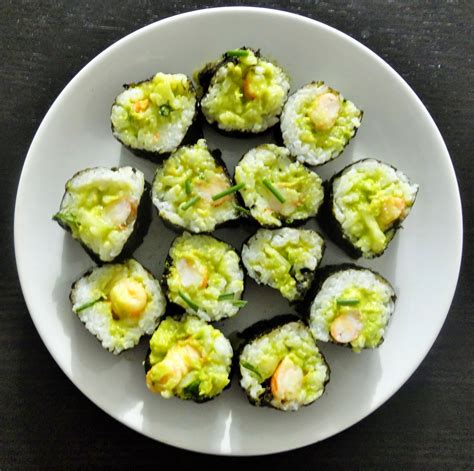 Sushi With Avocado And Prawns