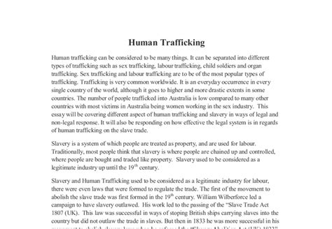 Human Trafficking In Australia This Essay Will Be Covering Different Aspect Of Human